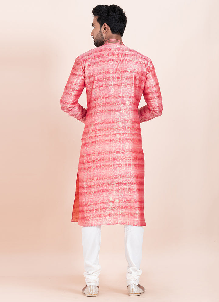 Cotton Multi Festival Wear Jacquard Work Readymade Kurta Pajama