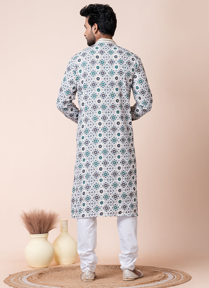 Cotton Multi Festival Wear Printed Readymade Kurta Pajama