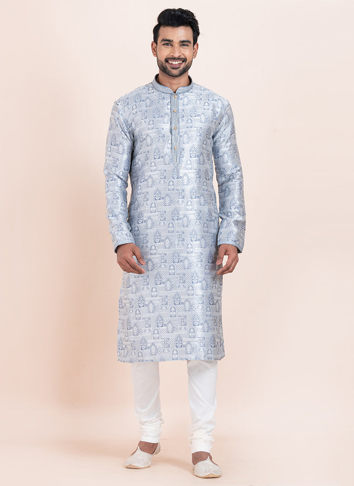 Jacquard Silk Multi Festival Wear Jacquard Work Readymade Kurta Pajama