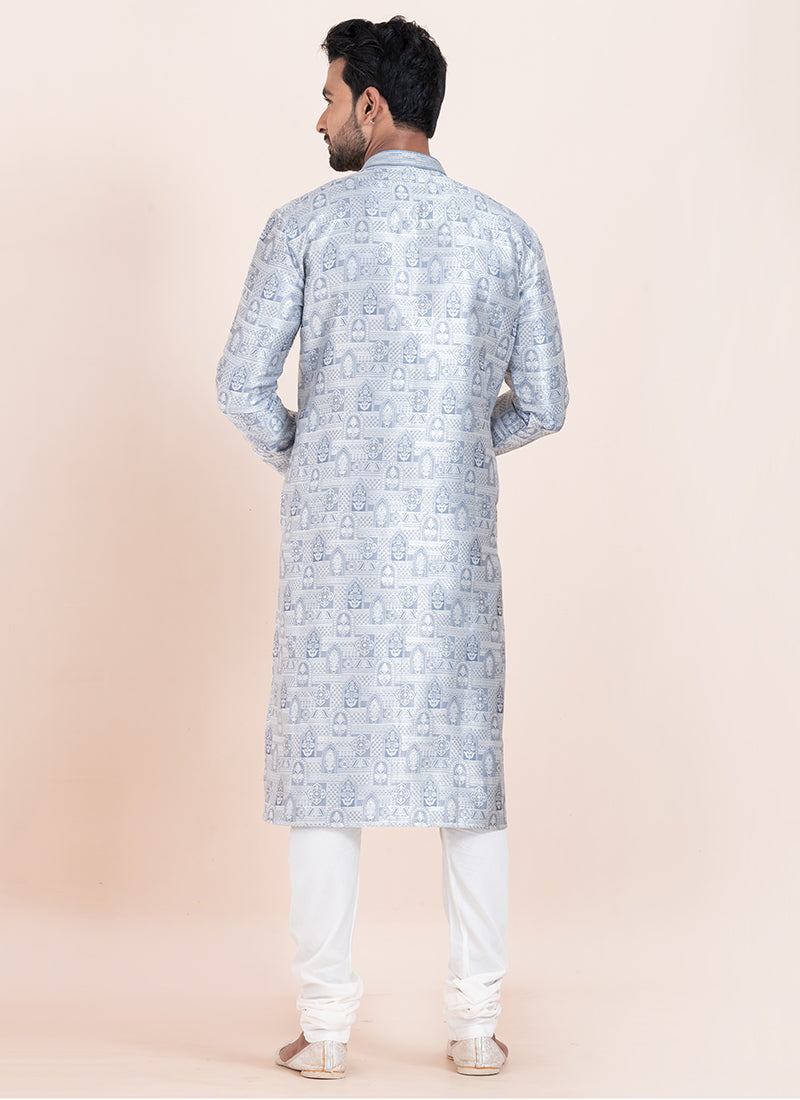 Jacquard Silk Multi Festival Wear Jacquard Work Readymade Kurta Pajama
