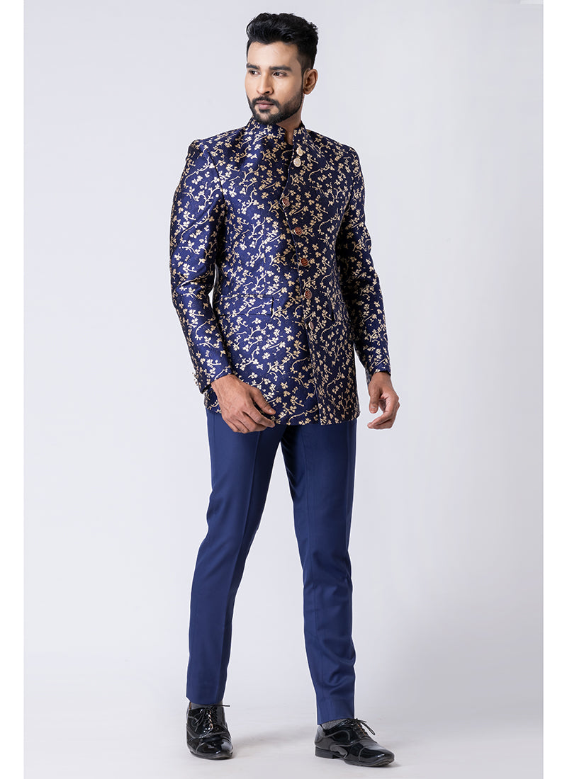 Polyester Tr Multi Party Wear Pattern Pc Readymade Jodhpuri Suit