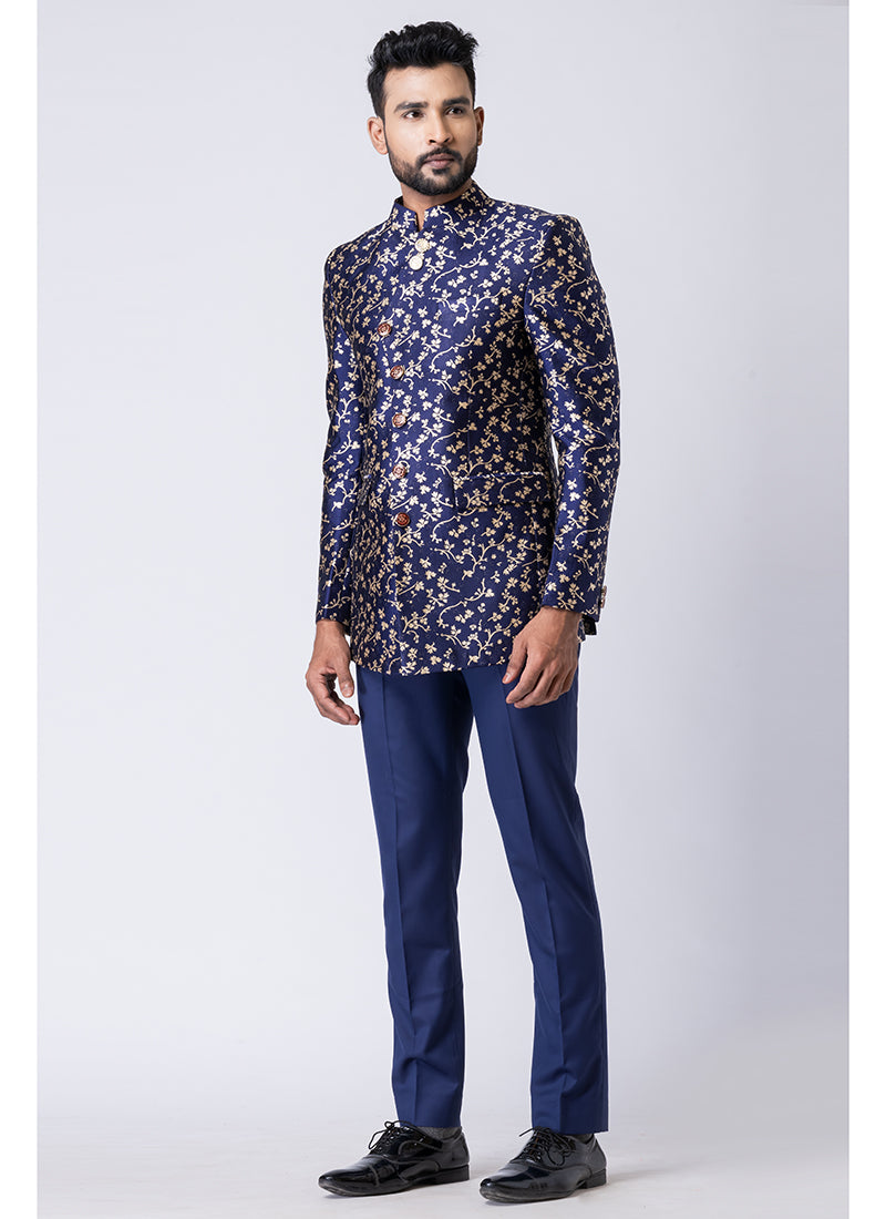 Polyester Tr Multi Party Wear Pattern Pc Readymade Jodhpuri Suit