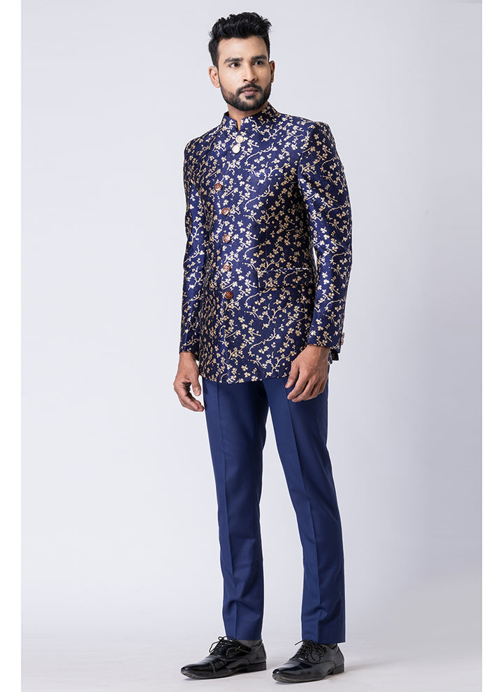 Polyester Tr Multi Party Wear Pattern Pc Readymade Jodhpuri Suit