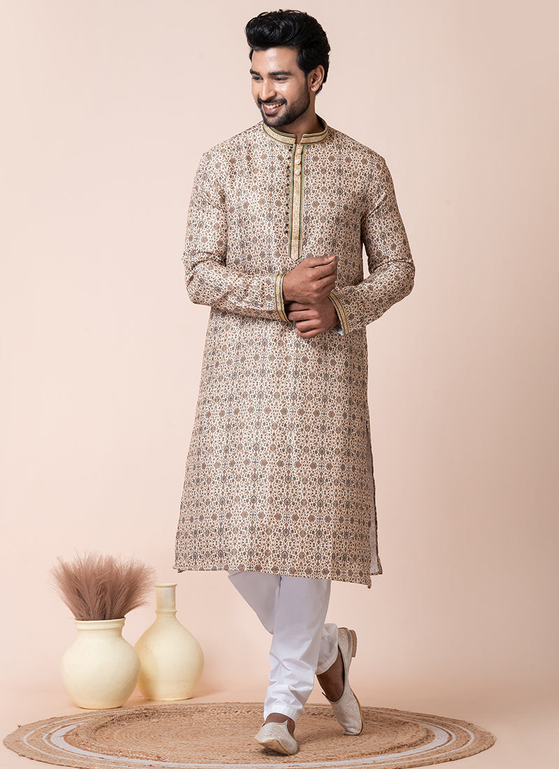 Silk Multi Festival Wear Printed Readymade Kurta Pajama
