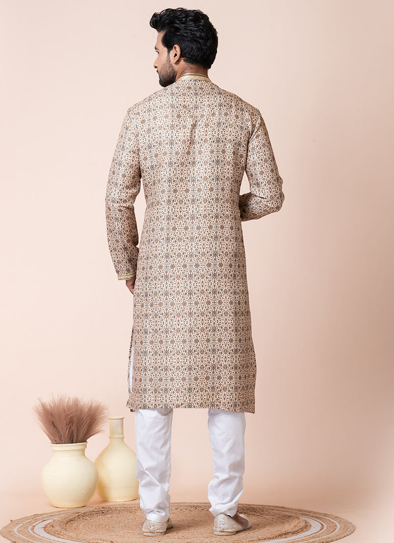 Silk Multi Festival Wear Printed Readymade Kurta Pajama