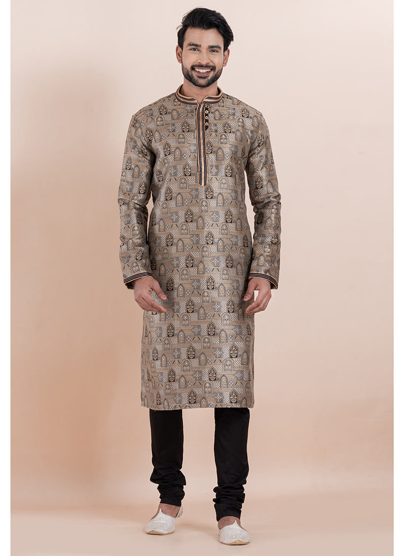Silk Multi Color Ceremonial Wear Jacquard Work Readymade Kurta Pajama
