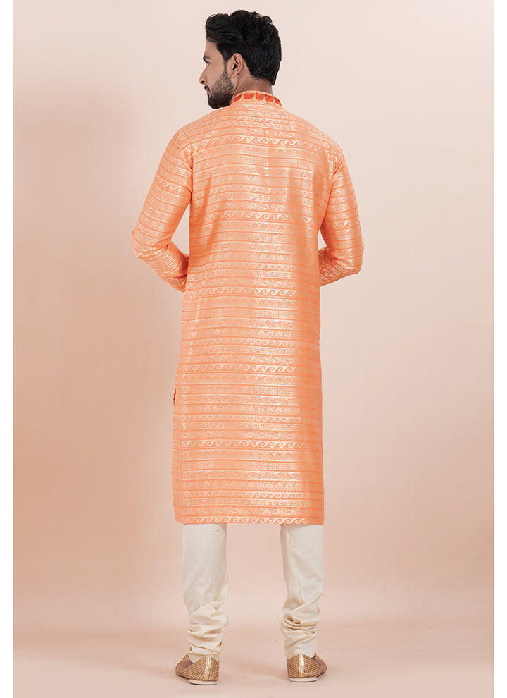 Silk Multi Color Ceremonial Wear Jacquard Work Readymade Kurta Pajama