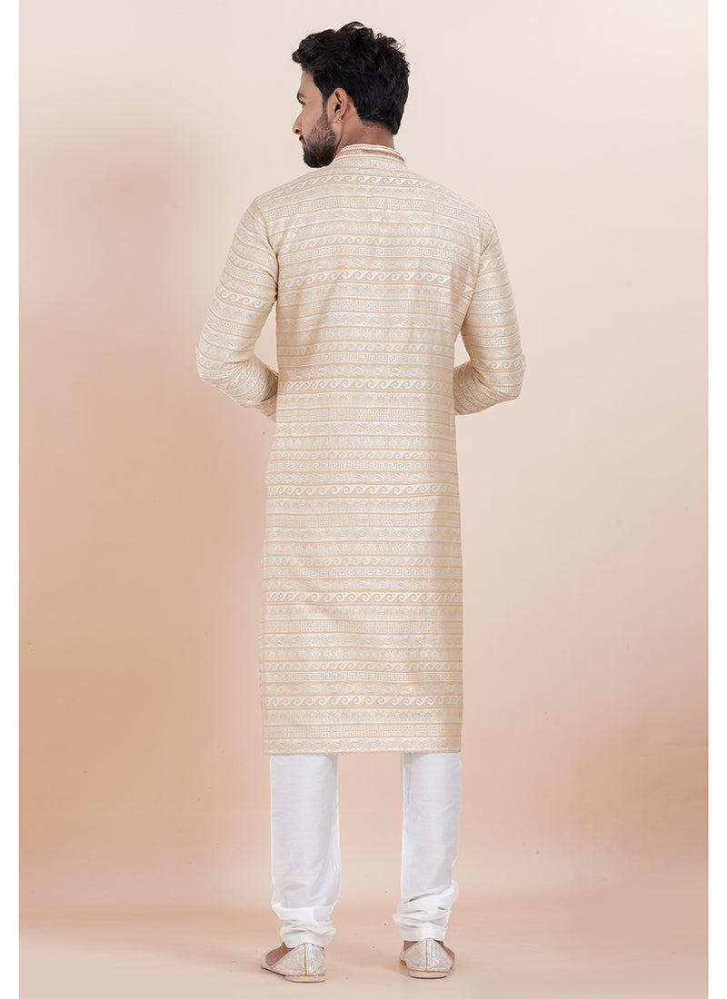 Silk Multi Color Ceremonial Wear Jacquard Work Readymade Kurta Pajama