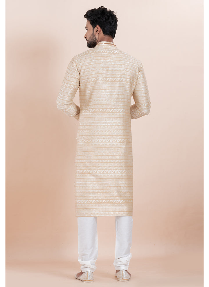 Silk Multi Color Ceremonial Wear Jacquard Work Readymade Kurta Pajama