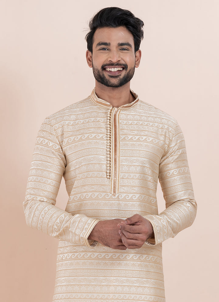 Silk Multi Color Ceremonial Wear Jacquard Work Readymade Kurta Pajama