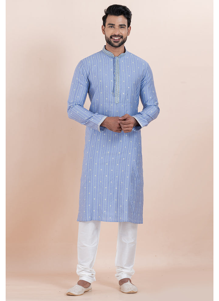 Silk Multi Color Ceremonial Wear Jacquard Work Readymade Kurta Pajama