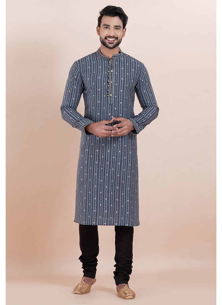 Silk Multi Color Ceremonial Wear Jacquard Work Readymade Kurta Pajama
