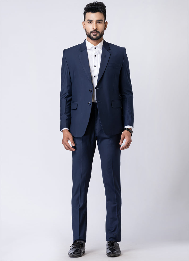 Polyster Tr Navy Blue Party Wear Formal Blazer With Trouser