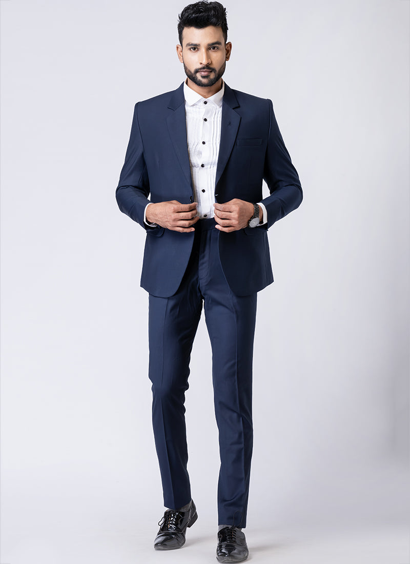 Polyster Tr Navy Blue Party Wear Formal Blazer With Trouser
