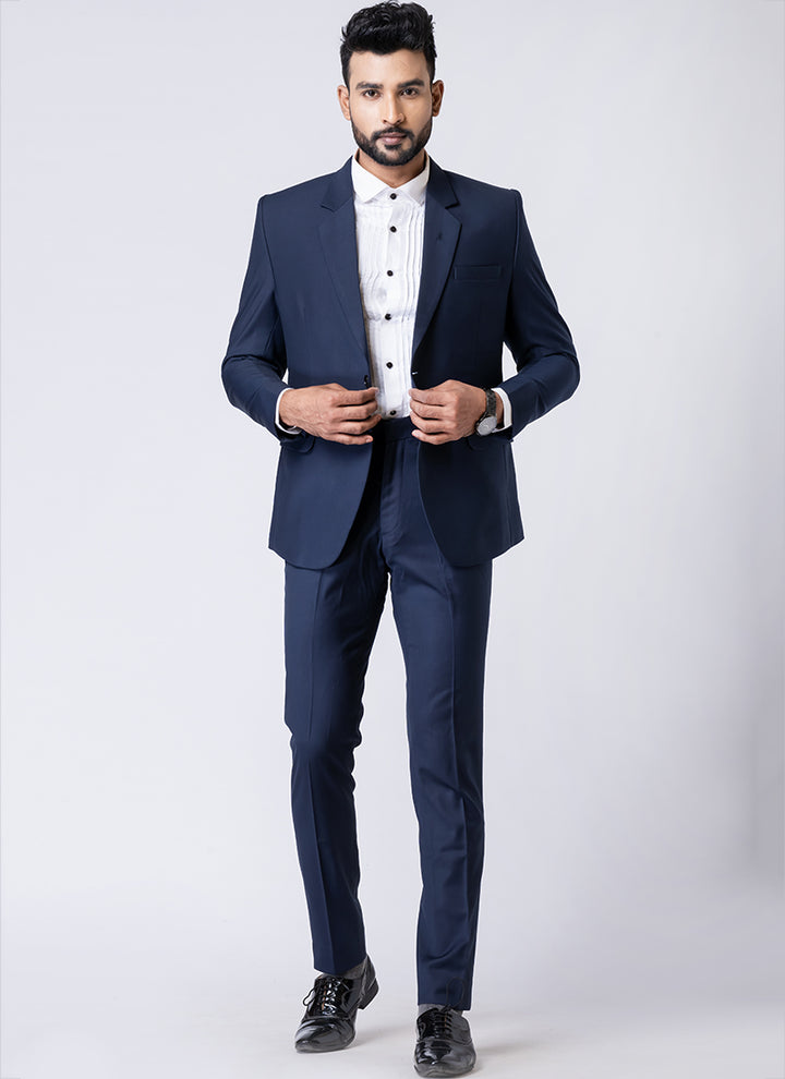 Polyster Tr Navy Blue Party Wear Formal Blazer With Trouser