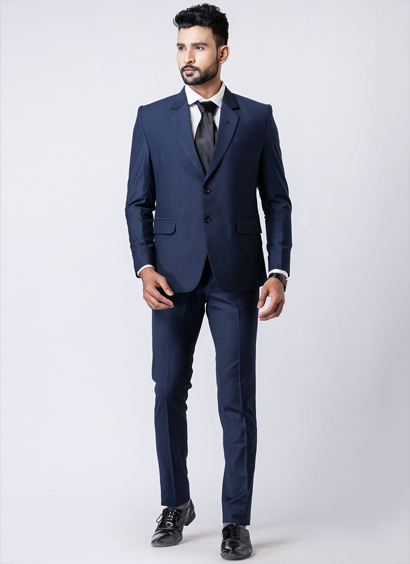 Polyster Tr Navy Blue Party Wear Formal Blazer With Trouser