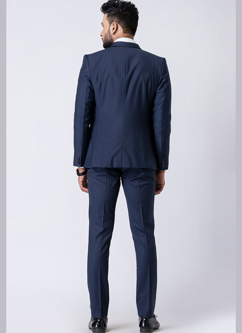 Polyster Tr Navy Blue Party Wear Formal Blazer With Trouser