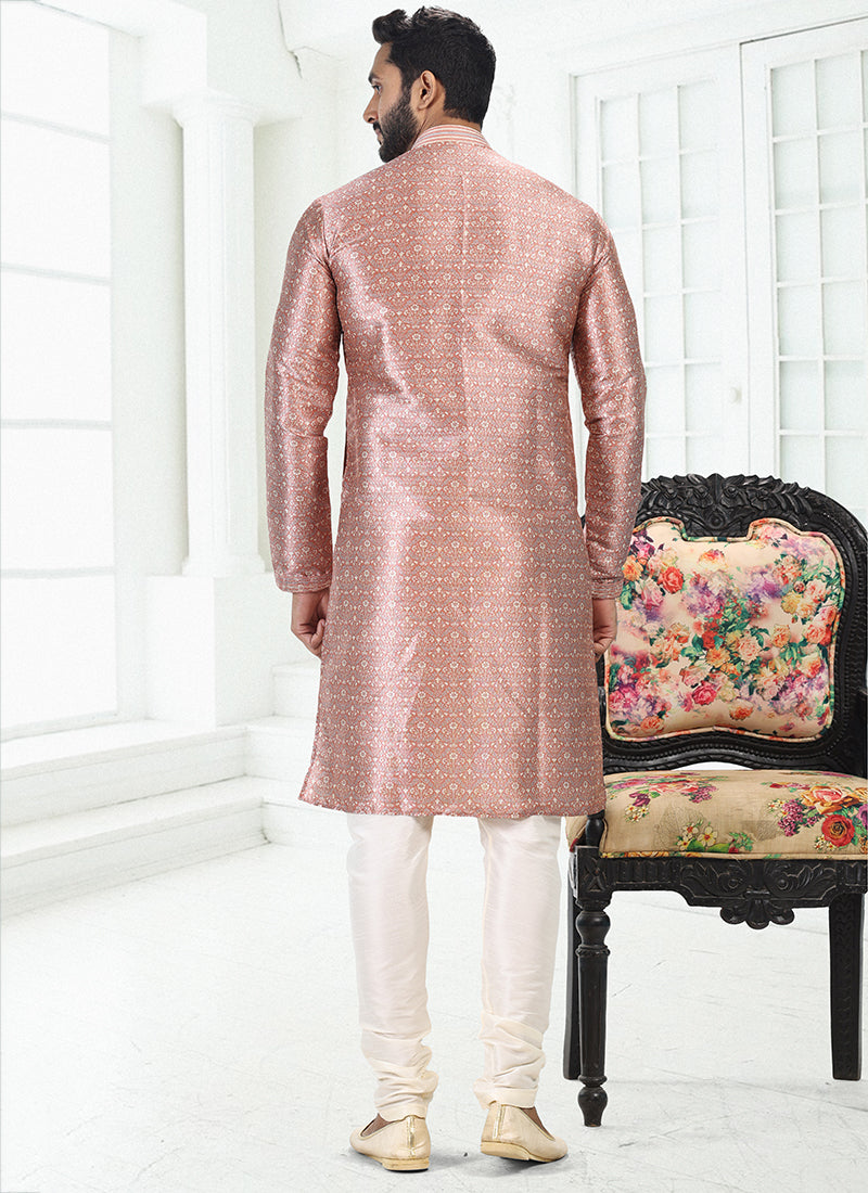 ONION PINK Banarasi Silk Traditional Wear Digital Printed Kurta Pajama