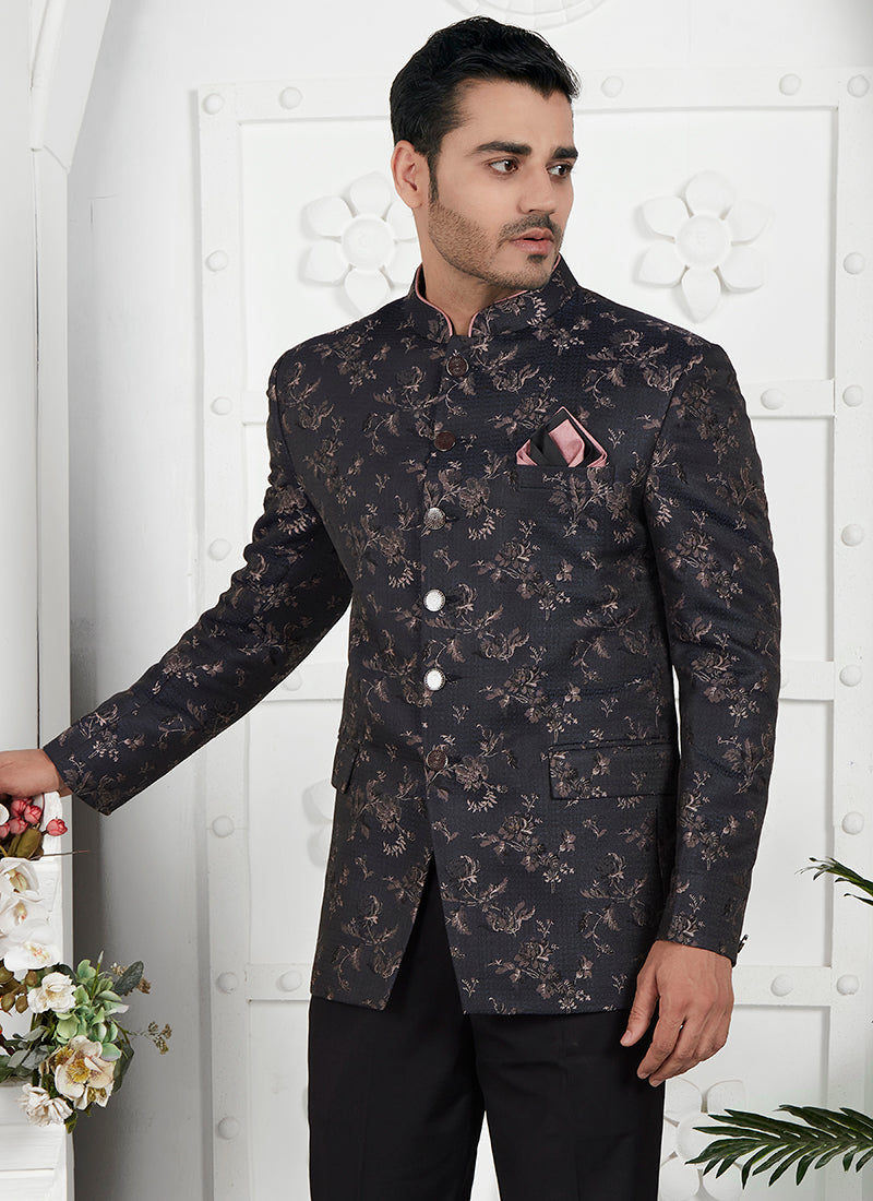 Pink Imported Jaquard Silk Party Wear Pattern Pc Work Readymade Mens Jacket