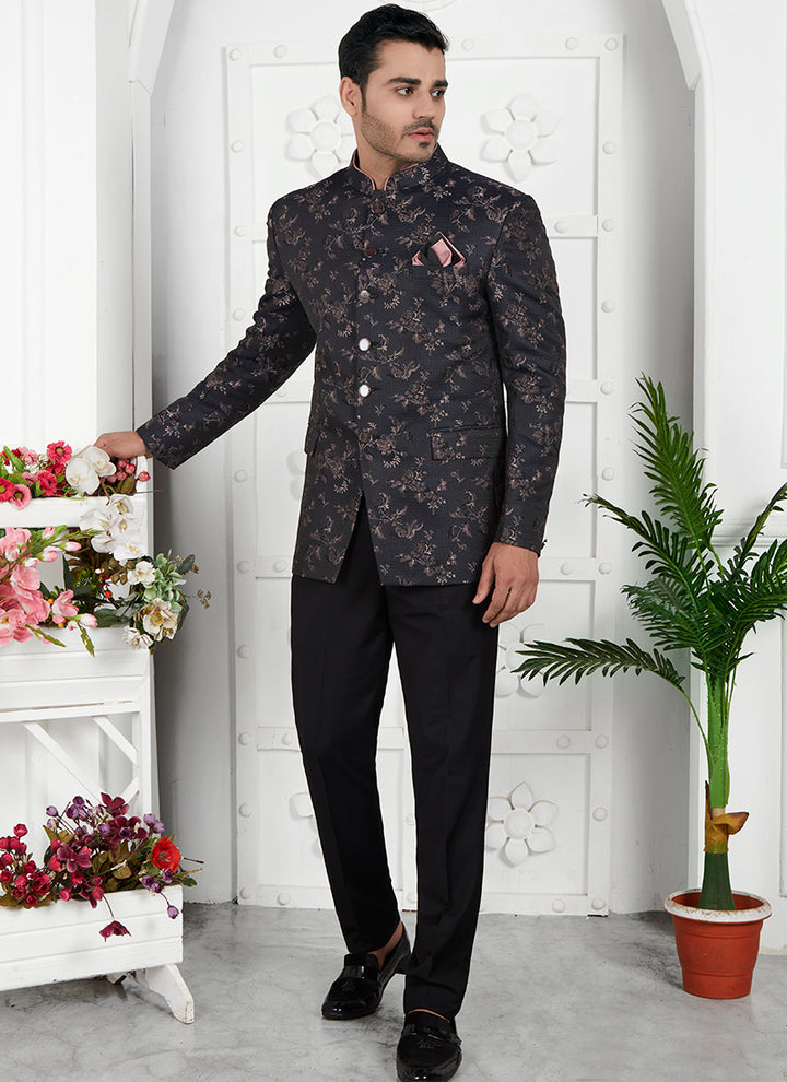 Pink Imported Jaquard Silk Party Wear Pattern Pc Work Readymade Mens Jacket