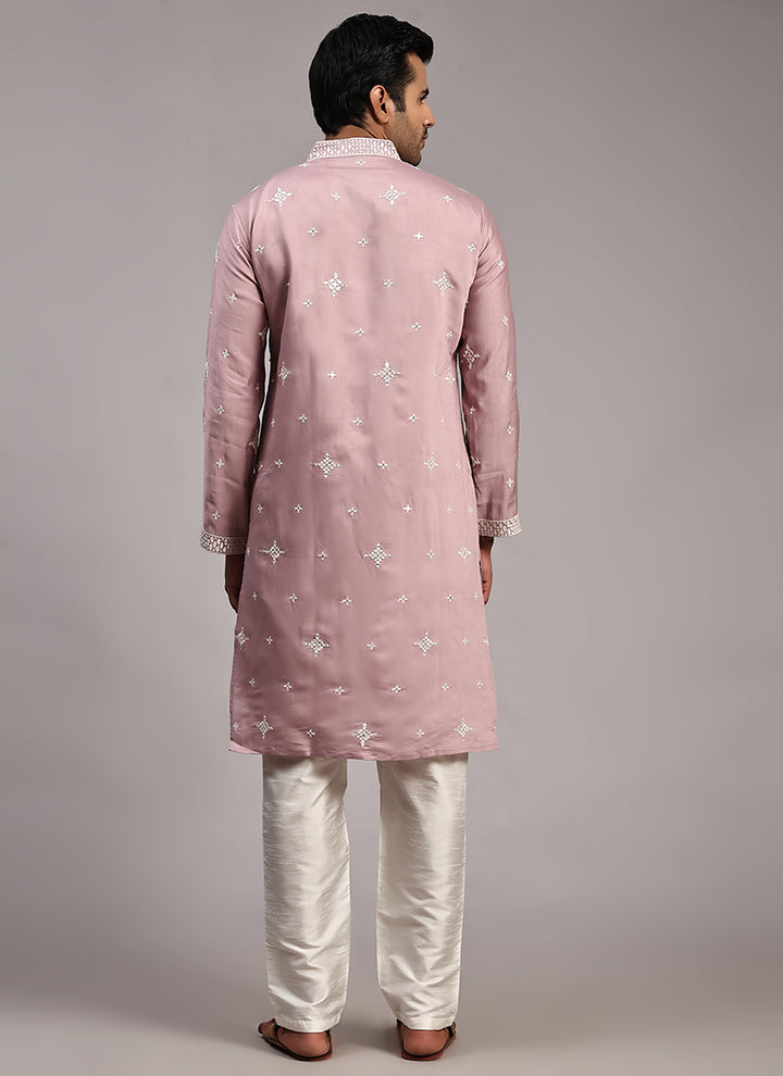 Silk Pink  Festival Wear Weaving  Readymade Kurta Pajama
