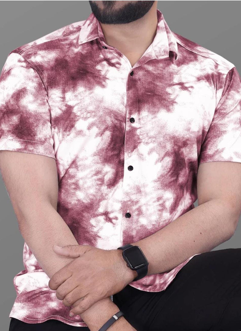 Cotton Lycra Purple Casual Wear Printed Mens Shirt