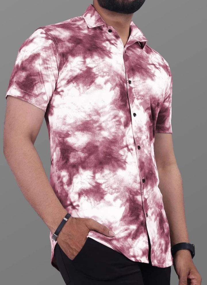 Cotton Lycra Purple Casual Wear Printed Mens Shirt