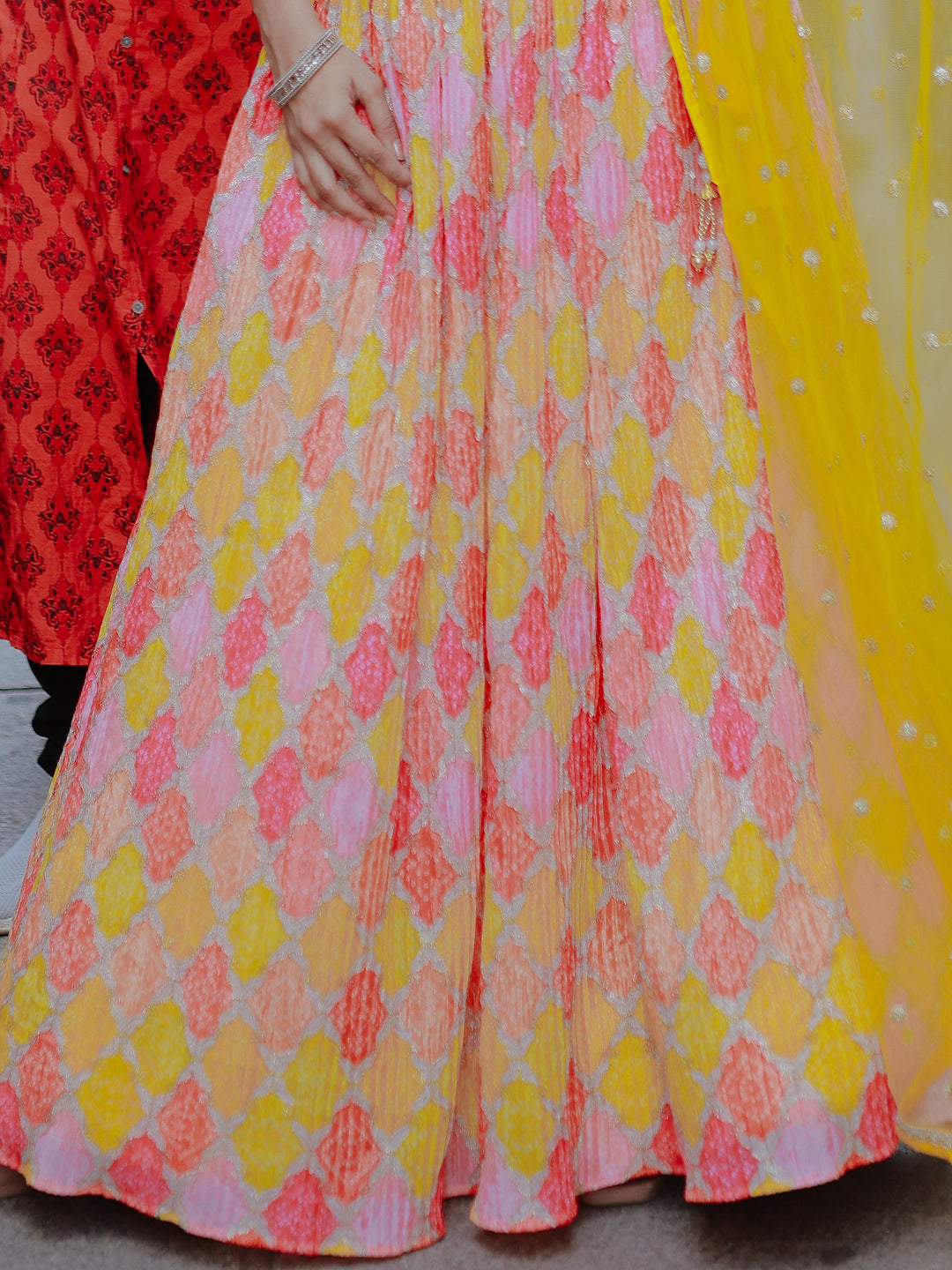 Yellow Printed Organza Haldi Wear Lehenga Choli