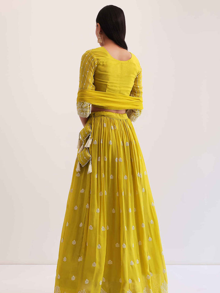 Wonderful Yellow Sequins Georgette Haldi Wear Lehenga Choli