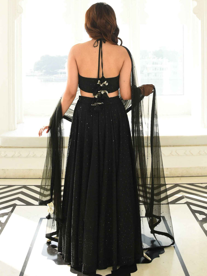 Black Sequins Georgette Party Wear Lehenga Choli