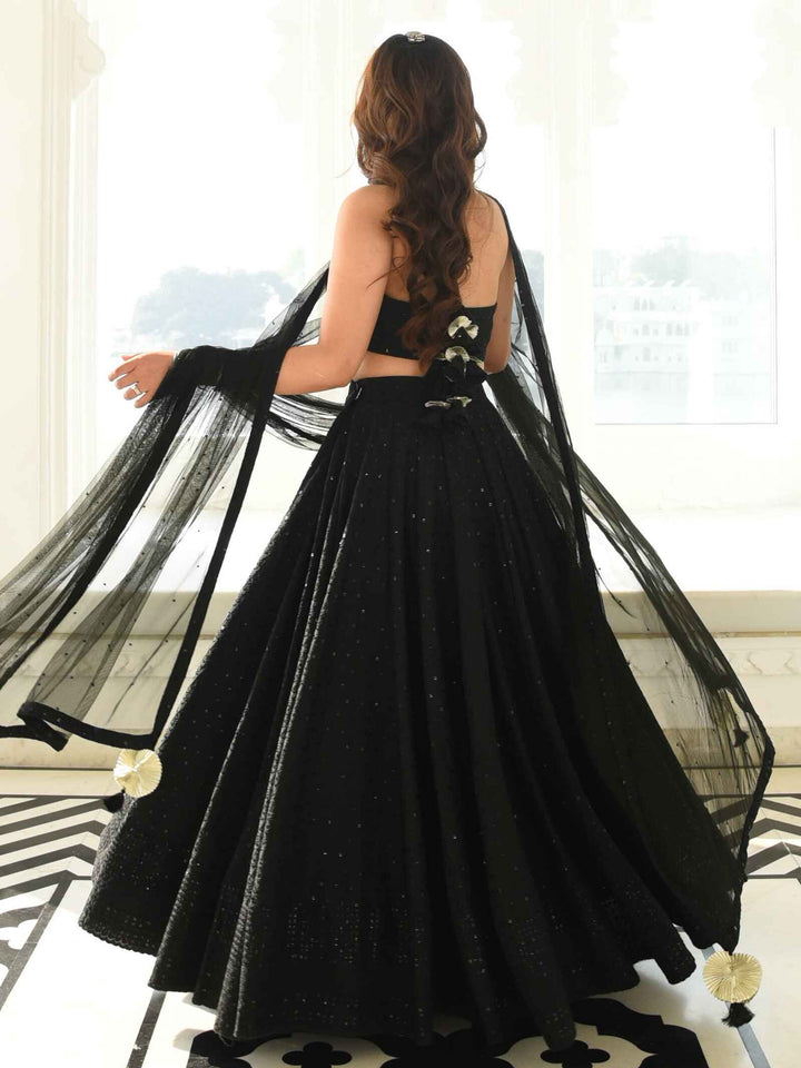 Black Sequins Georgette Party Wear Lehenga Choli