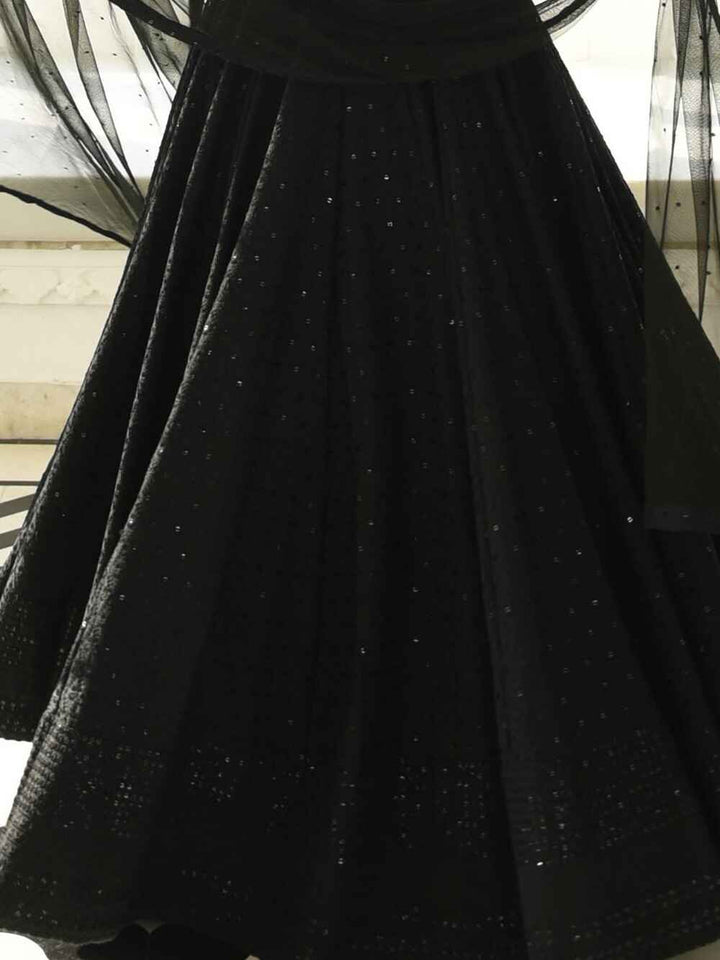 Black Sequins Georgette Party Wear Lehenga Choli