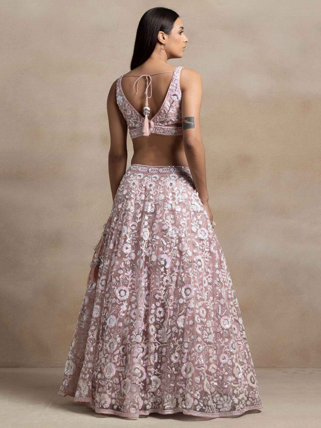 Pink Sequins Net Party Wear Lehenga Choli With Dupatta