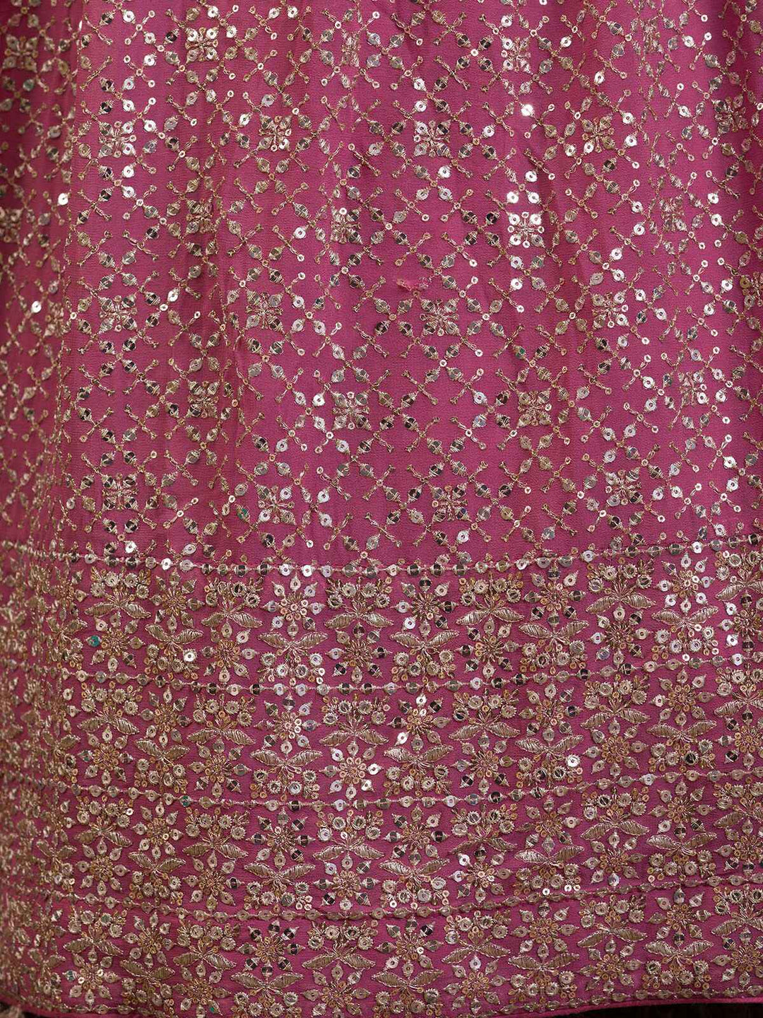 Pink Sequins Georgette Engagement Wear Lehenga Choli