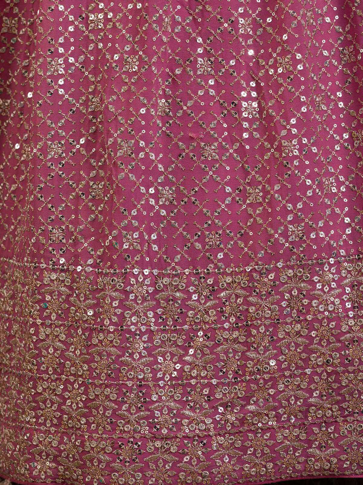 Pink Sequins Georgette Engagement Wear Lehenga Choli
