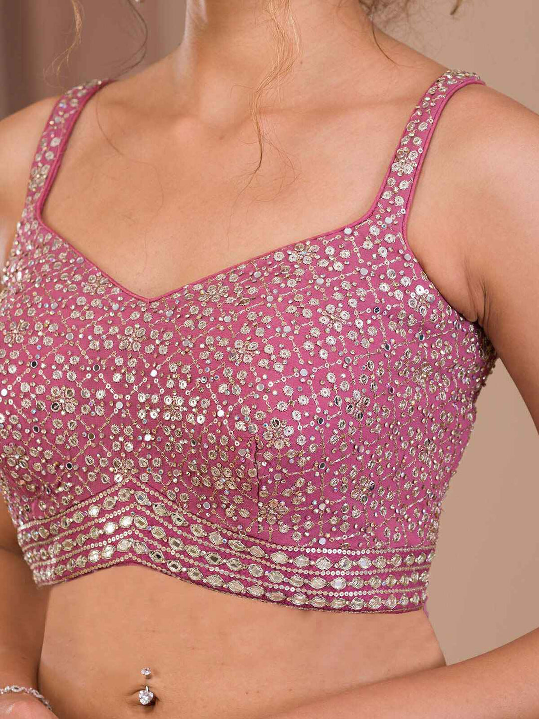 Pink Sequins Georgette Engagement Wear Lehenga Choli