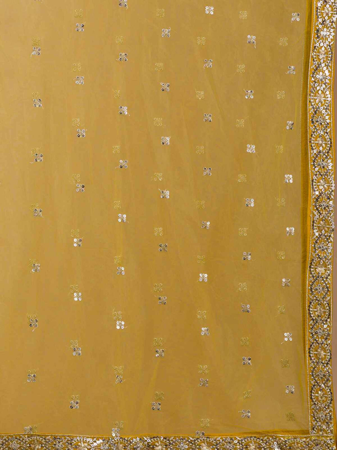 Alluring Yellow Sequins Georgette Haldi Wear Lehenga Choli