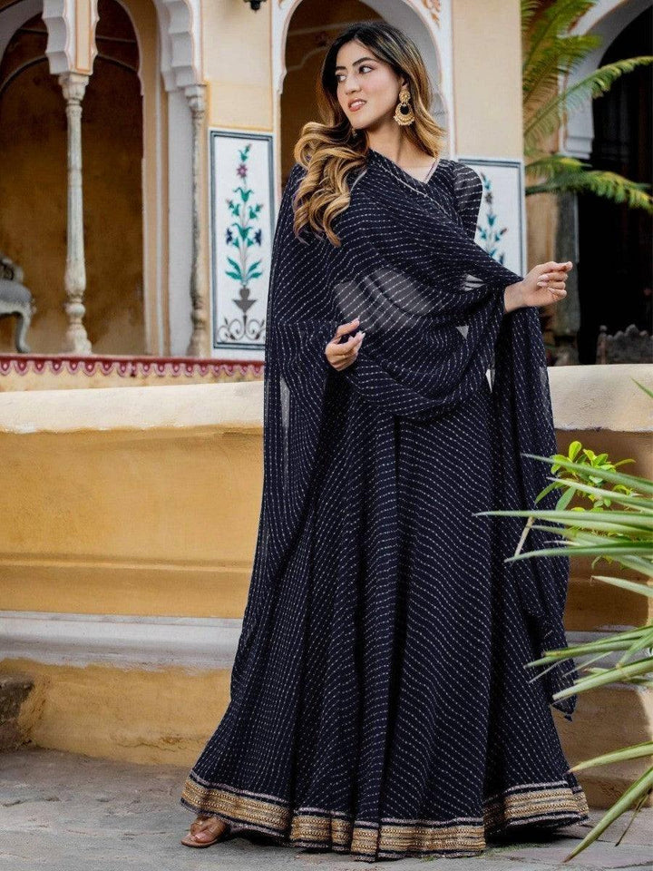 Black Laheriya Print Georgette Designer Lehenga Choli