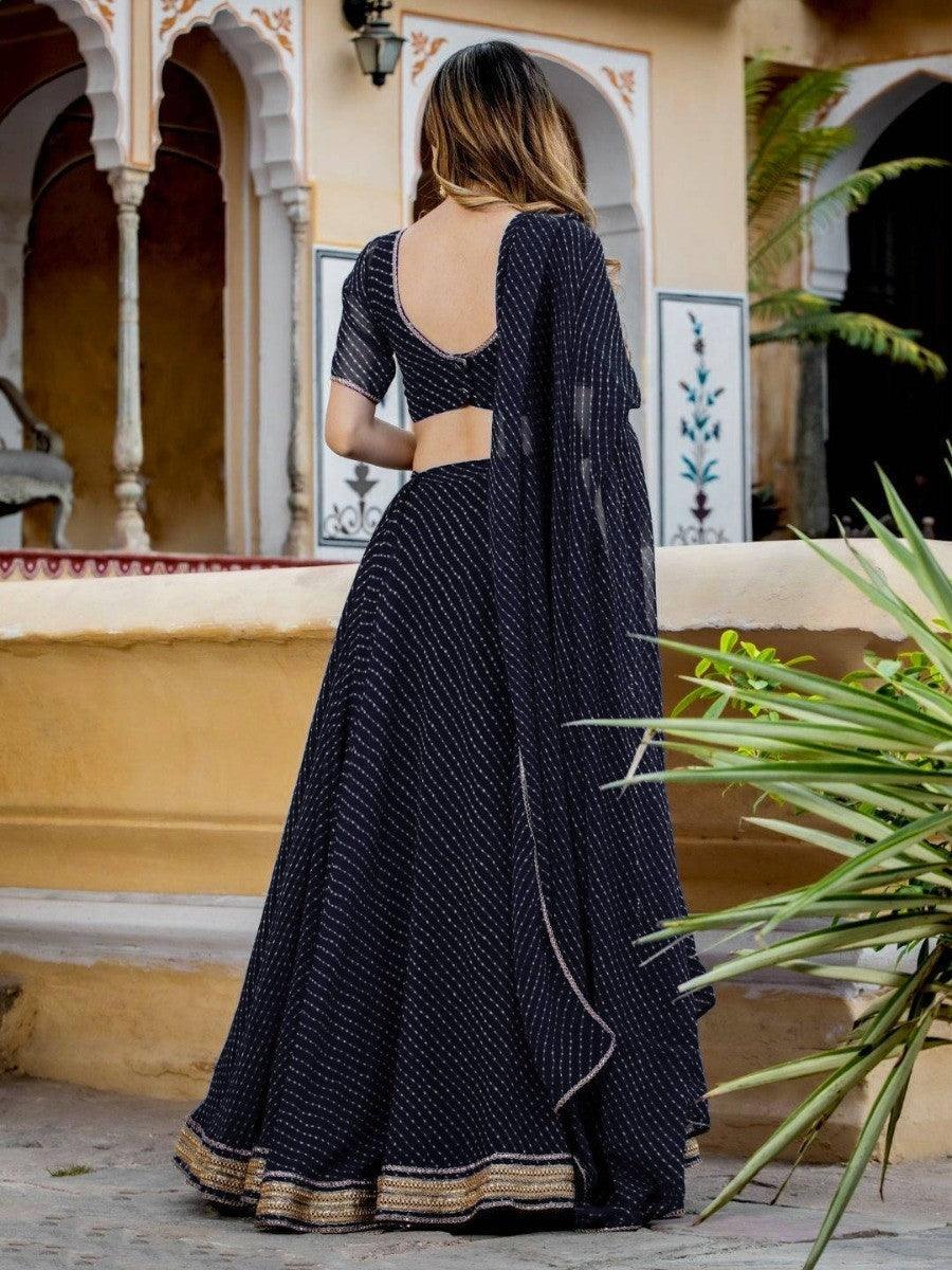 Exquisite Black Laheriya Print Georgette Designer Lehenga Choli