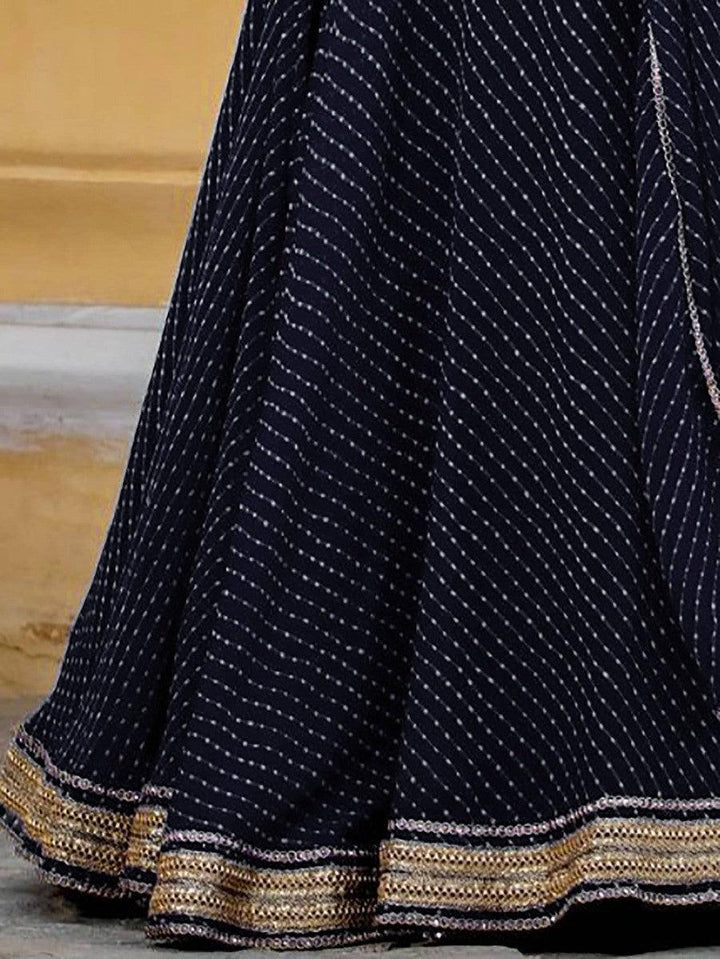 Exquisite Black Laheriya Print Georgette Designer Lehenga Choli