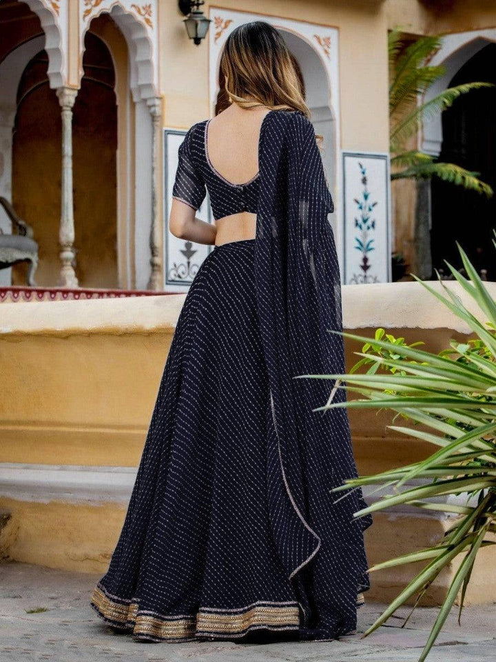 Black Laheriya Print Georgette Designer Lehenga Choli