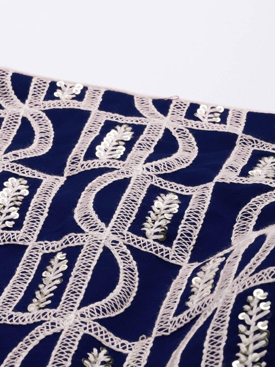 Blue Thread Work Georgette Sangeet Wear Lehenga Choli