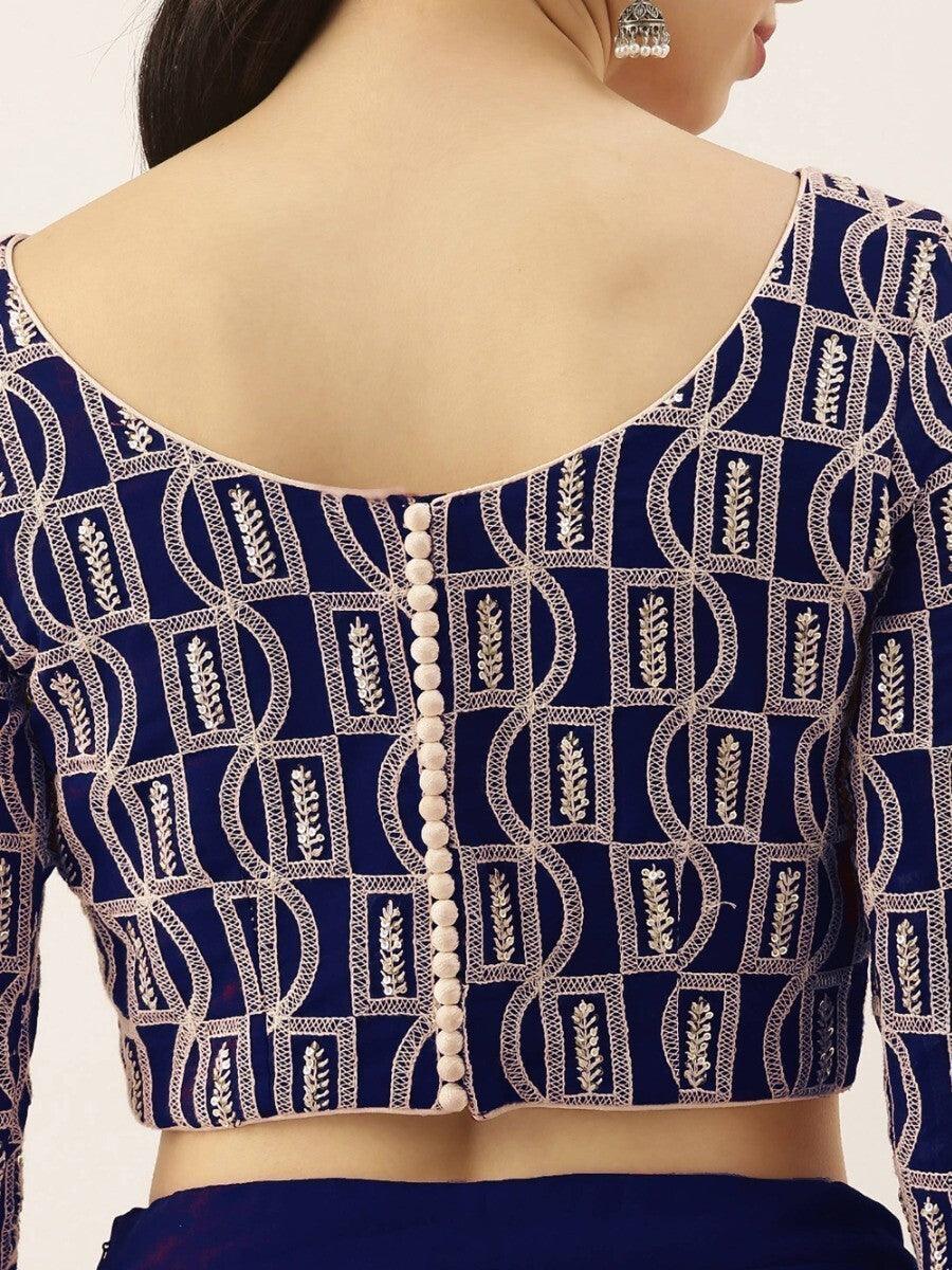 Blue Thread Work Georgette Sangeet Wear Lehenga Choli