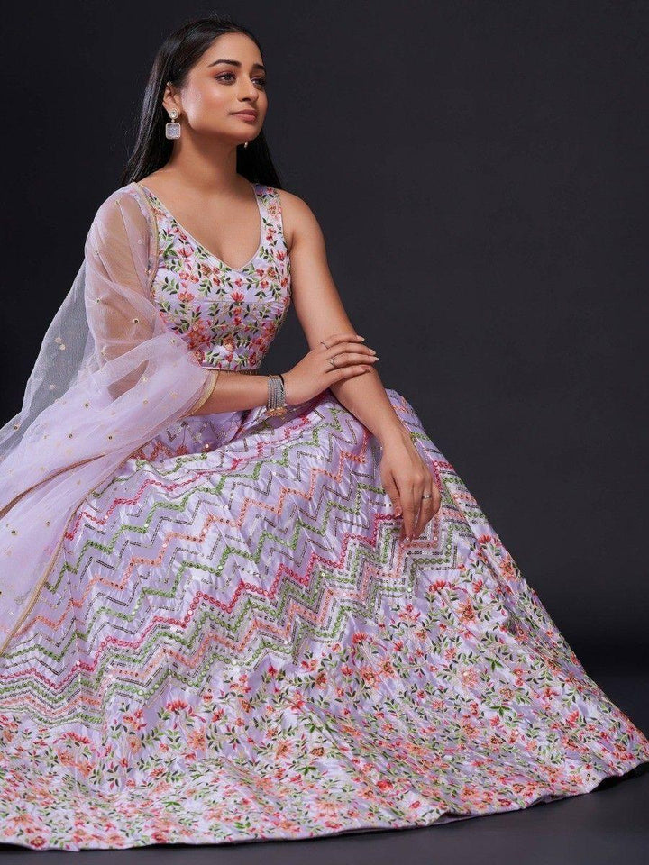 Amazing Light Purple Sequins Stain Lehenga Choli With Dupatta