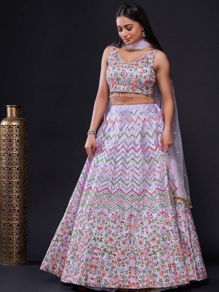 Amazing Light Purple Sequins Stain Lehenga Choli With Dupatta