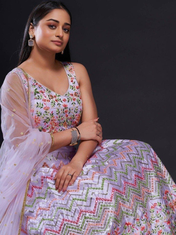 Amazing Light Purple Sequins Stain Lehenga Choli With Dupatta