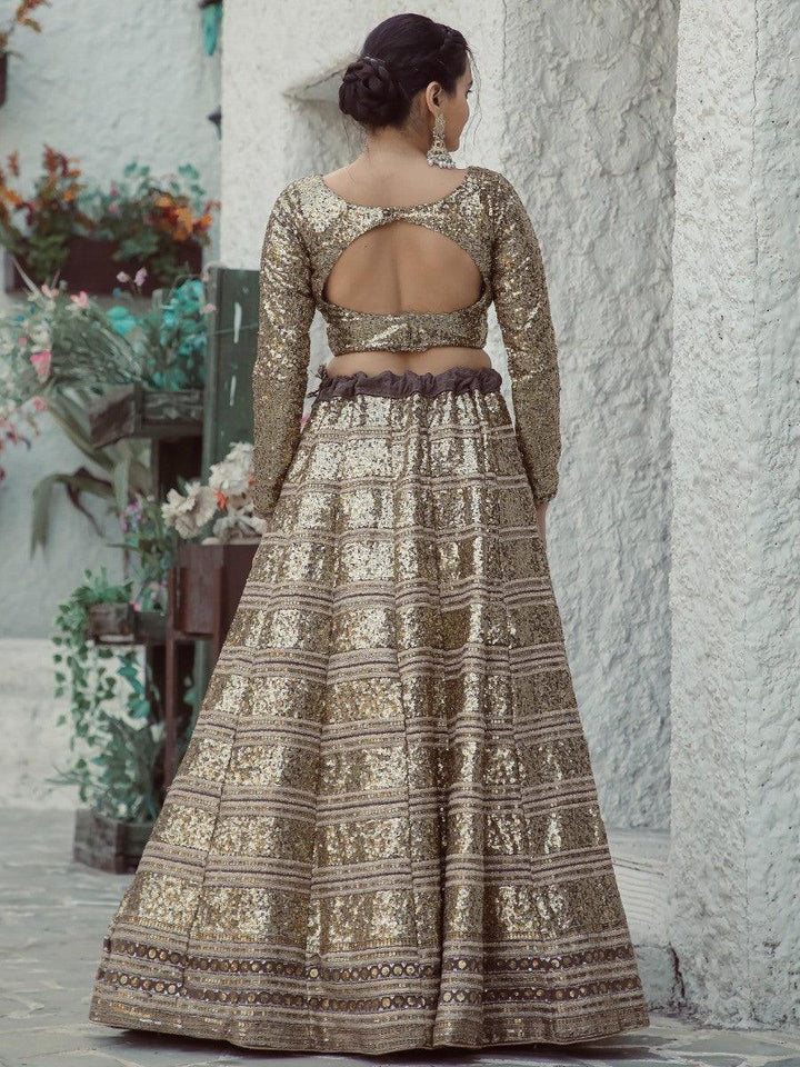 Golden Sequins Georgette Lehenga Choli With Dupatta