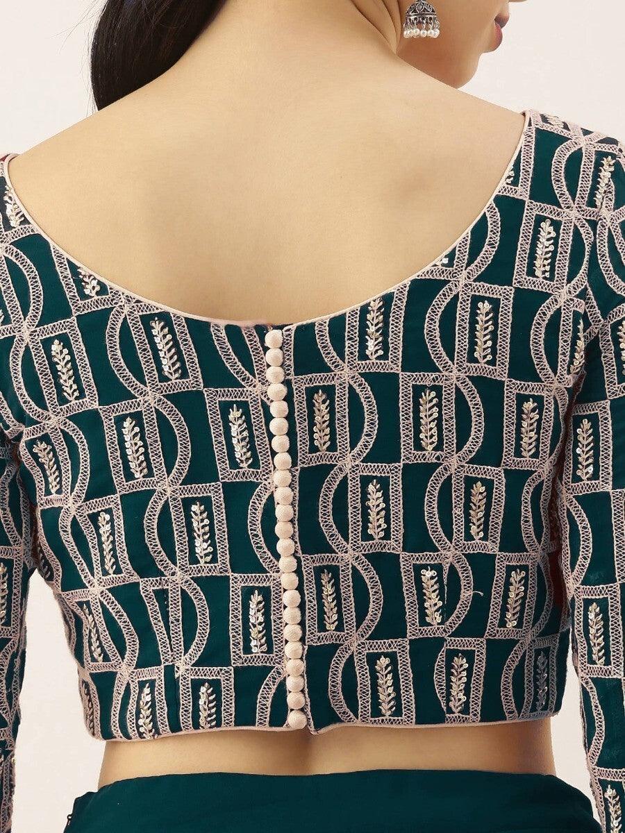 Green Georgette Party Wear Lehenga With Embroidered Choli