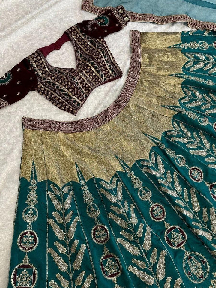 Green Thread Work Silk Engagement Wear Lehenga Choli
