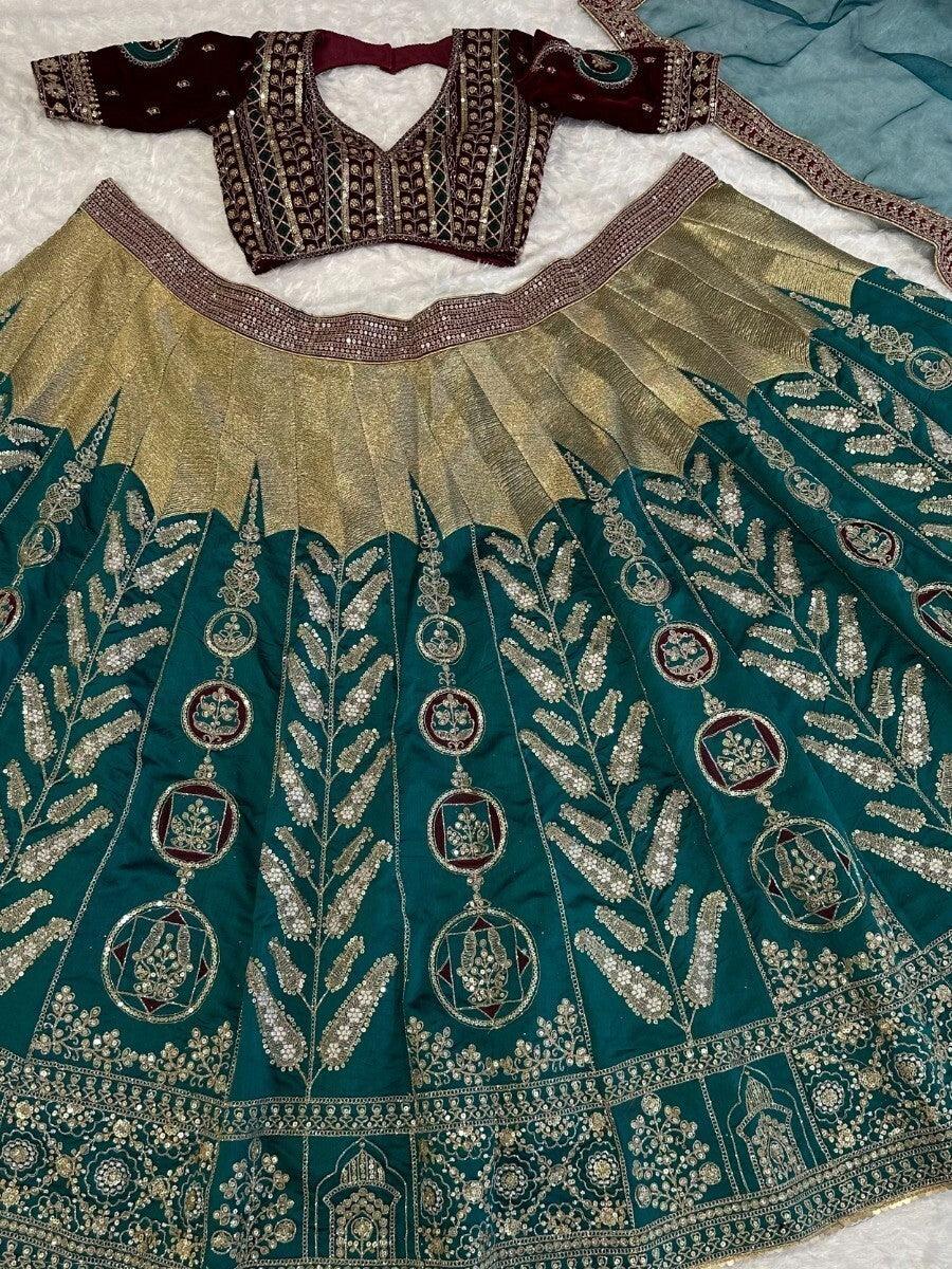 Green Thread Work Silk Engagement Wear Lehenga Choli